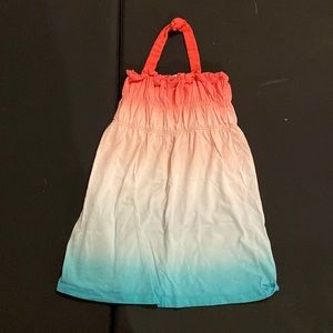 pink, white, and teal ombré halter dress for kids; summer